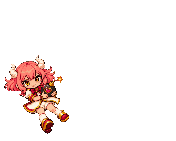 Pink-haired demon girl holding a heart-shaped bomb